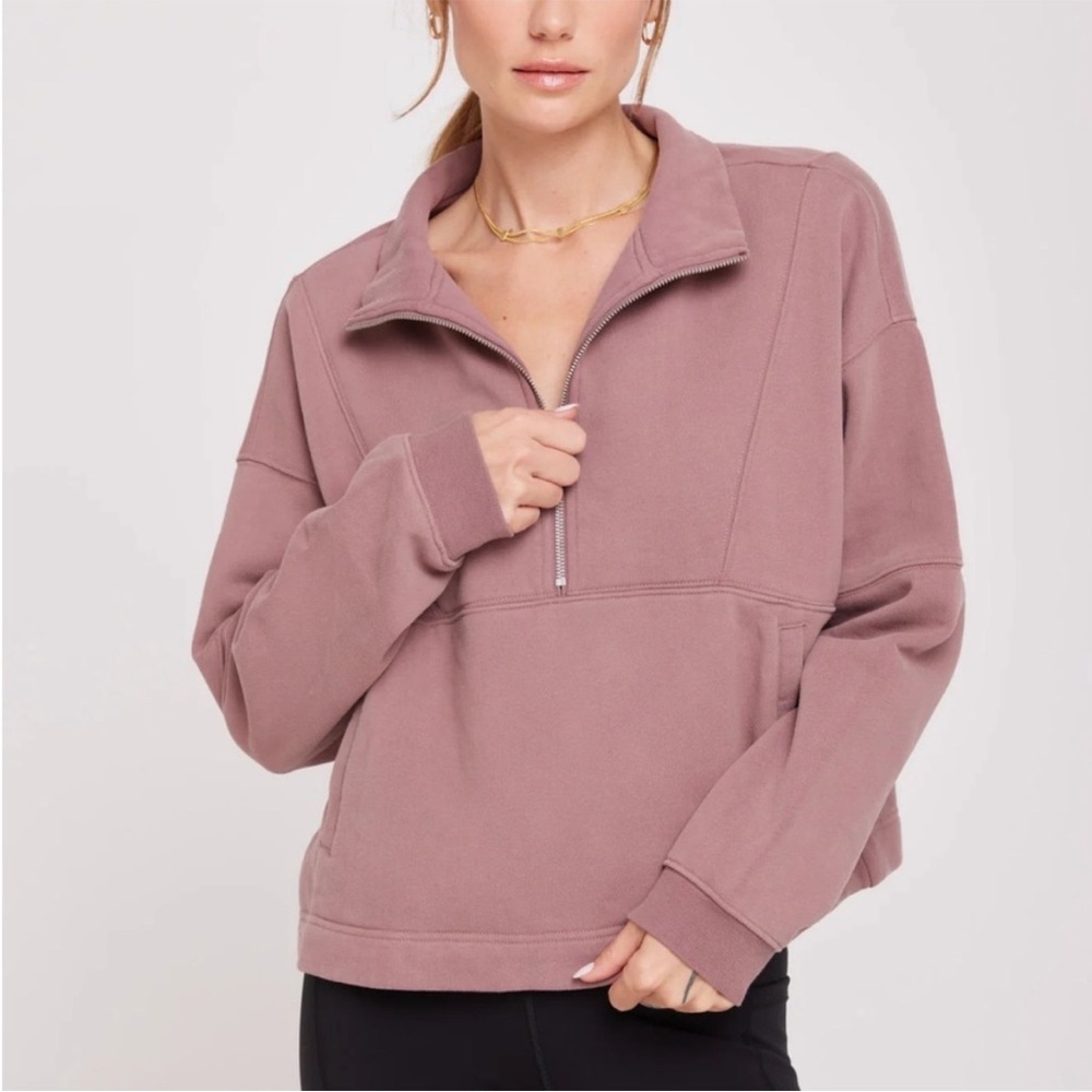 Spiritual Gangster Dusty Rose Quarter-Zip Sweatshirt
